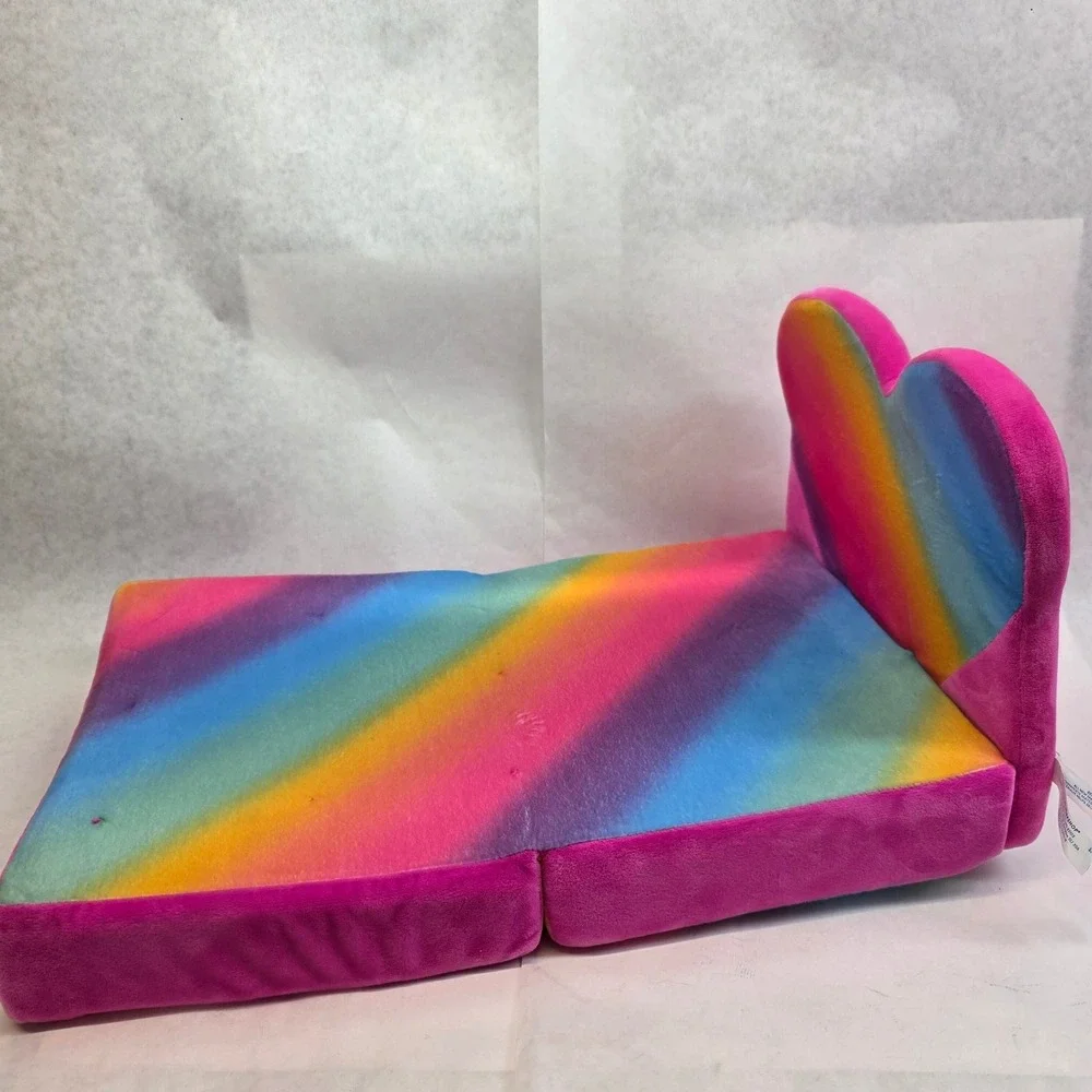 Build-A-Bear Plush Sofa Bed Heart Rainbow Ombre Flip Open Chair 027878